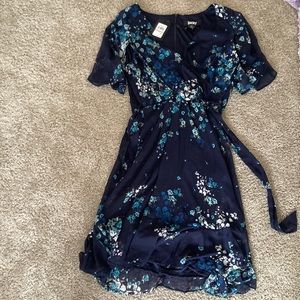 DKNY Floral Blue Knee High Dress